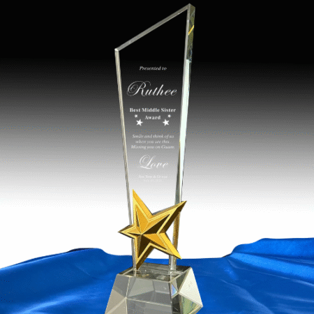Personalized Crystal Award, Star Trophy, Unique Gift for Manager ,Staff