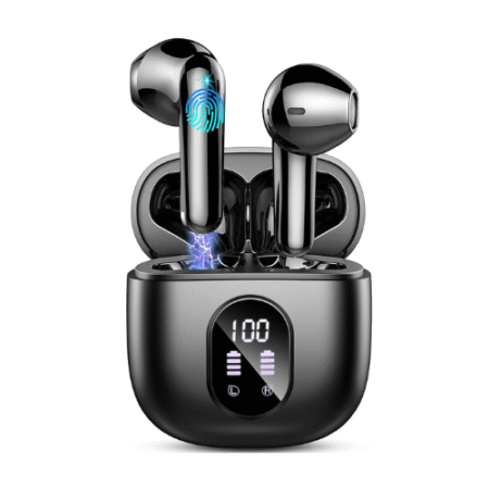 Wireless Earbud Bluetooth 5.3 Headphones 50H Playtime Stereo Bass Ear Buds, in-Ear Earphones with 4 ENC Mic LED Display