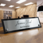 Custom Desk Name Plate: Acrylic & Stainless Steel