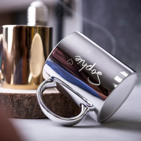 Personalised Silver Gold Metallic Coffee Cup / Tea Mug